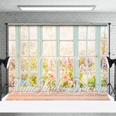 Aperturee - Aperturee Floral Spring Window Cream Marble Combo Set Backdrop